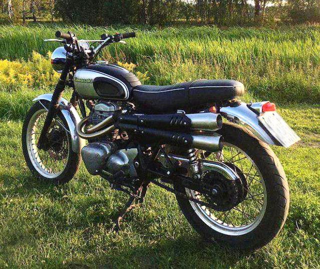 W650 スクランブラー アップマフラー フルエキ オメガレーサー 