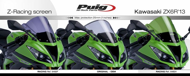 プーチ(Puig) レーシングスクリーン スモーク ZX-6R 09-/ZX-10R 08-10 6482H | バイクカスタムパーツ専門店  モトパーツ(MOTO PARTS)