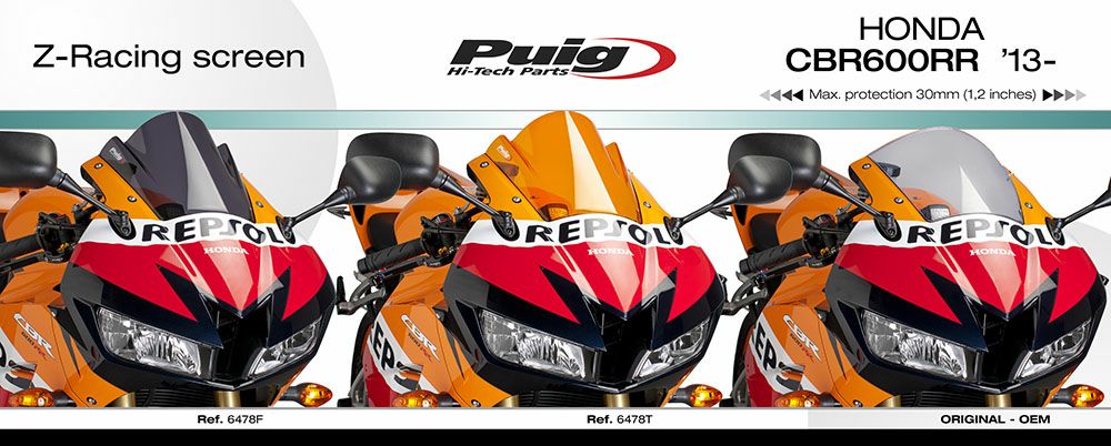 プーチ(Puig) レーシングスクリーン ダークスモーク CBR600RR 13-16 6478F-02