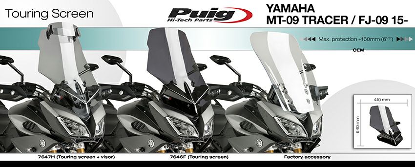 プーチ(Puig) ツーリングスクリーン クリア MT-09トレーサー(FJ-09) 15- 7646W-02