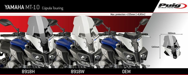 プーチ(Puig) ツーリングスクリーン ダークスモーク MT10 8918F | バイクカスタムパーツ専門店 モトパーツ(MOTO PARTS)