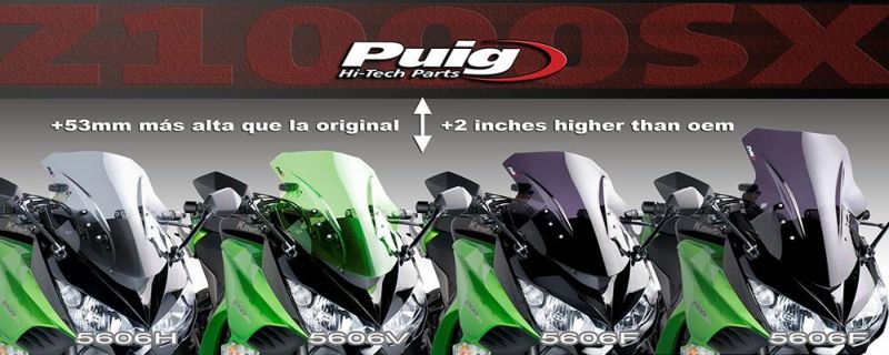 プーチ(Puig) レーシングスクリーン グリーン Ninja1000/Z1000SX 11-16 5606V | バイクカスタムパーツ専門店  モトパーツ(MOTO PARTS)