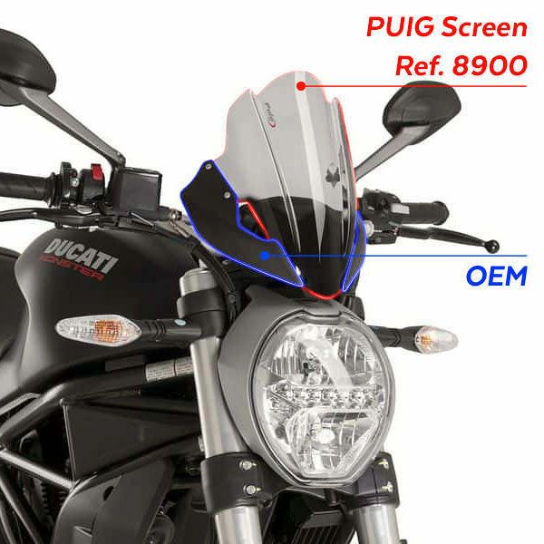 プーチ(Puig) ツーリングスクリーン ブラック モンスター797/821/1200 8900N-02