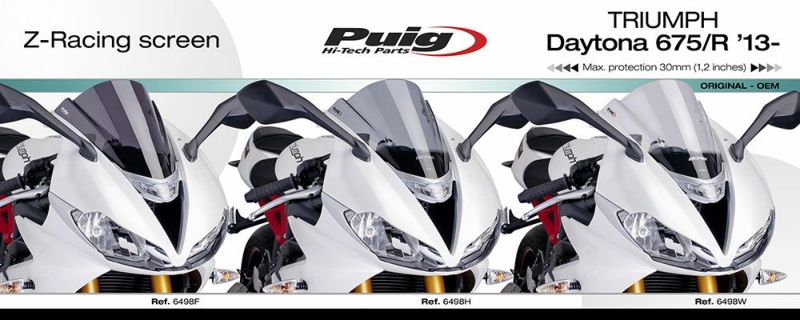 プーチ(Puig) レーシングスクリーン スモーク デイトナ675/R 13- | バイクカスタムパーツ専門店 モトパーツ(MOTO PARTS)