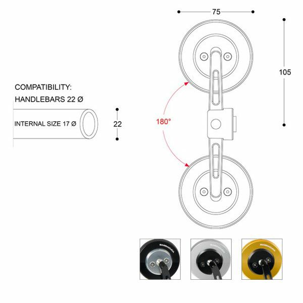 バラクーダ(Barracuda) 汎用バーエンドミラー SKINバーエンド ゴールド SKIN BAR END/O-03