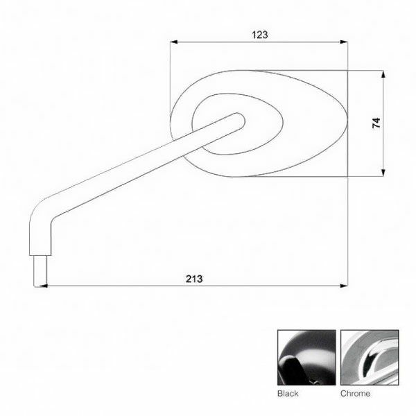 バラクーダ(Barracuda) 汎用ハンドルバーマウントミラー STONE ブラック STONE-03