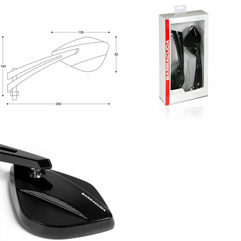 バラクーダ(Barracuda) 汎用ハンドルバーマウントミラー Z-VERSION ブラック/シルバー Z-VERSION/NA-03