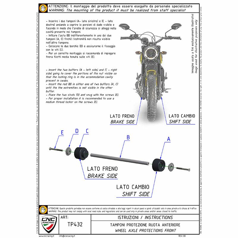 CNC Racingフロントアクスルプロテクター ブラック モンスター797/スクランブラー800 TP432G-02