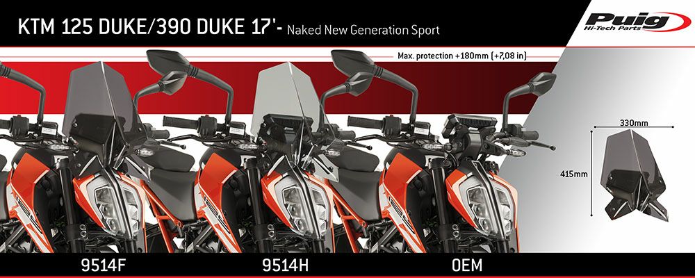プーチ(Puig) スポーツスクリーン オレンジ 125/390 Duke 17- 9514T-02
