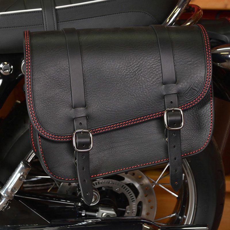 エンズクォイオ(Endscuoio) TT レッドステッチ サイドバッグ 左側 トライアンフ ボンネビル-01
