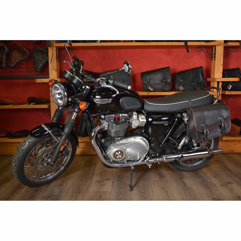 エンズクォイオ(Endscuoio) TT レッドステッチ サイドバッグ 左側 トライアンフ ボンネビル-03