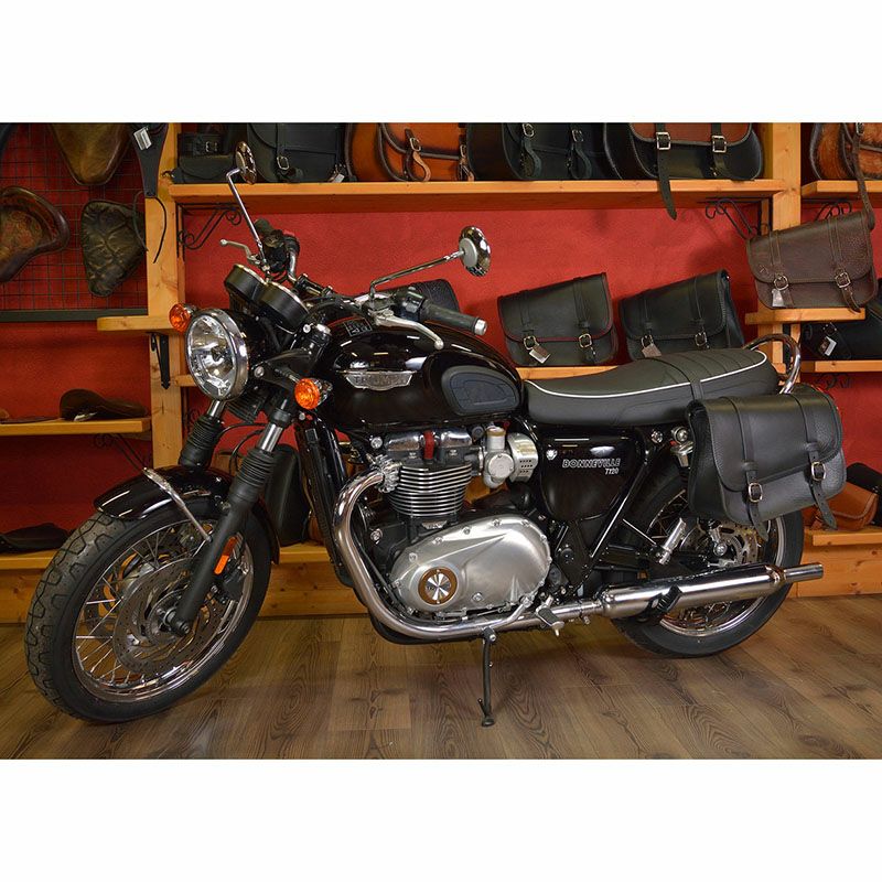 エンズクォイオ(Endscuoio) TTブラックステッチ サイドバッグ 左側 トライアンフ ボンネビル-03