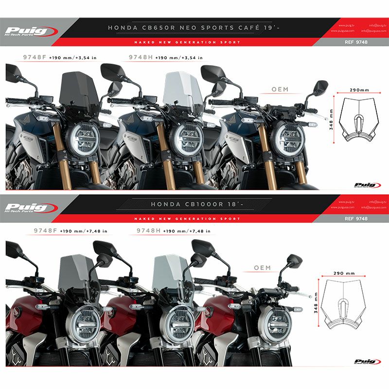 プーチ(Puig) スポーツスクリーン ダークスモーク CB650R/1000R 9748F 