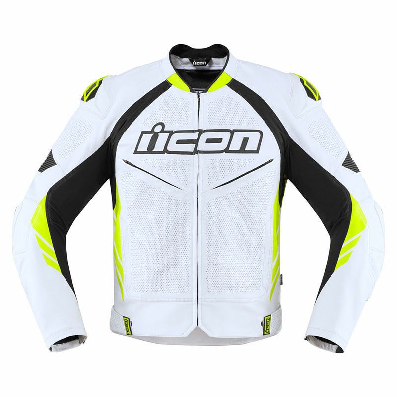 ICON メンズ HYPERSPORTS2 PRIME レザージャケット ホワイト/Hi-Viz-01