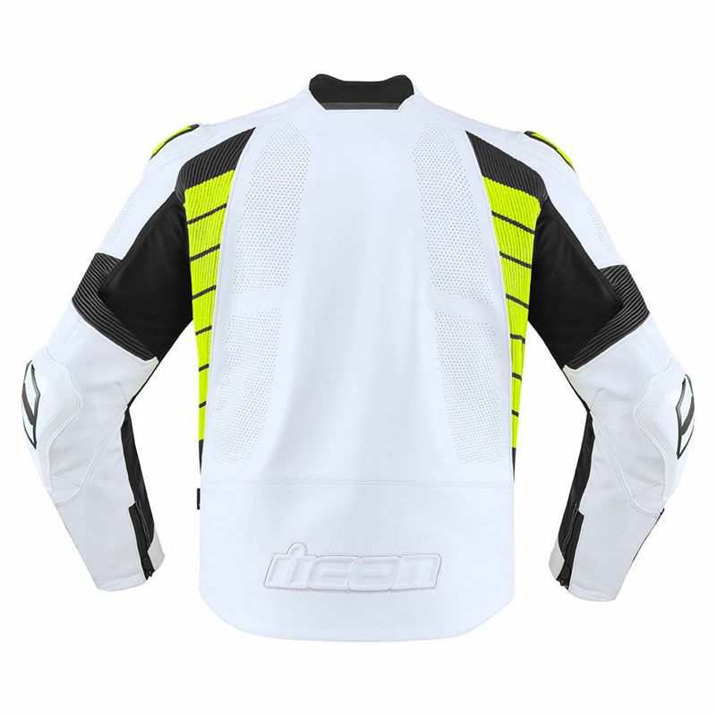 ICON メンズ HYPERSPORTS2 PRIME レザージャケット ホワイト/Hi-Viz