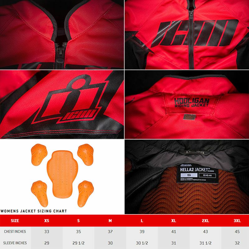 ICON レディース Hooligan ジャケット ルージュ-03