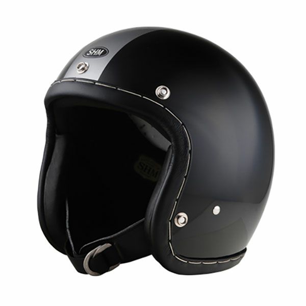 SHM ハンドステッチ ジェットヘルメット Lot-102 ブラック/シルバー-01