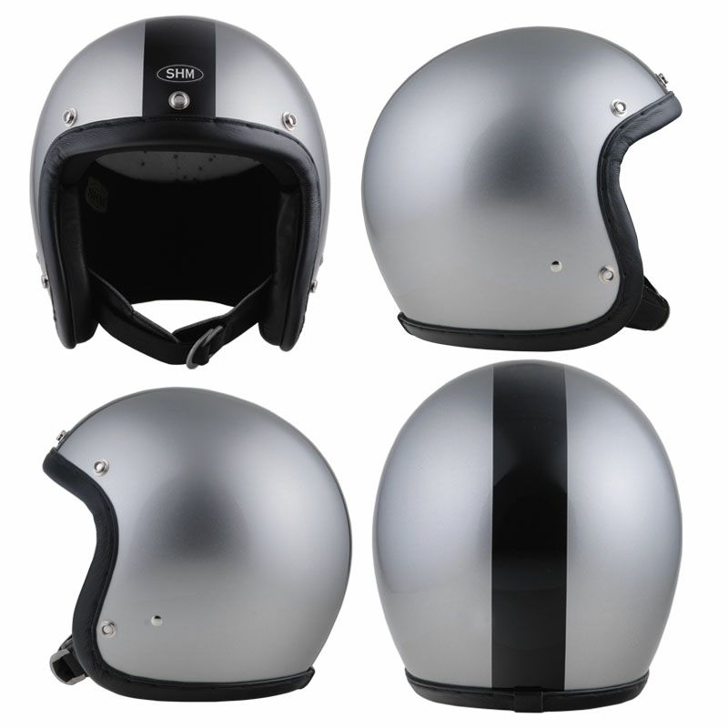 SHM ハンドステッチ ジェットヘルメット Lot-102 ダークシルバー/ブラック-02