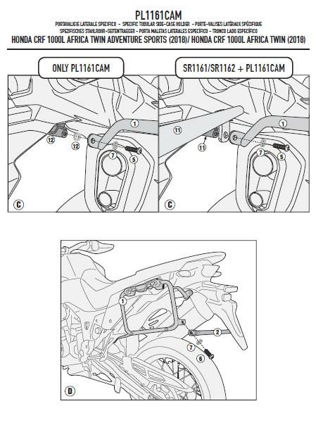 ジビ(GIVI) CAM サイドマウントフレーム Honda CRF1000L アフリカツイン 18-19 PL1161CAM-07