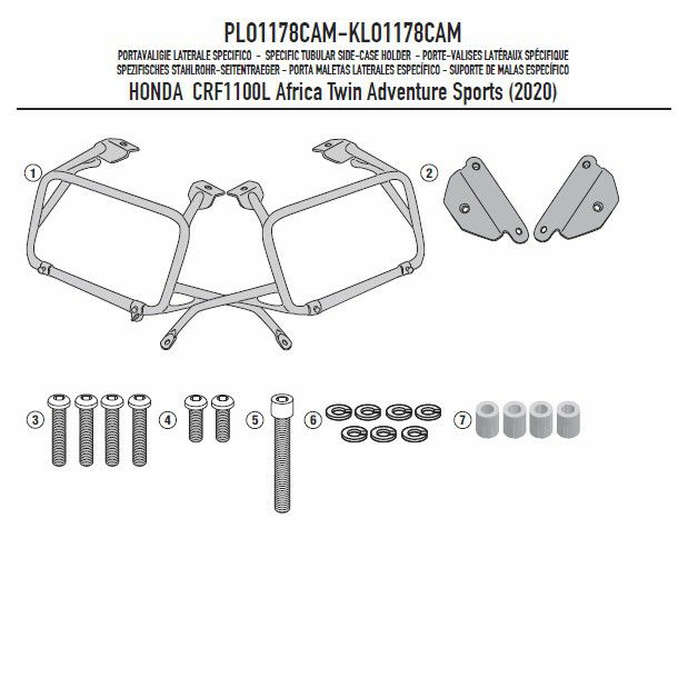 ジビ(GIVI) CAM サイドマウントフレーム CRF1100L アフリカツイン 2020 PLO1178CAM-02