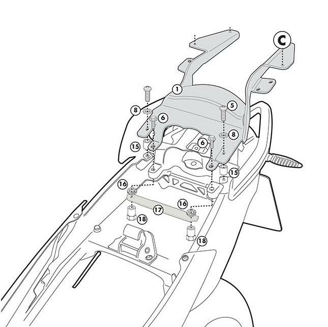 ジビ(GIVI) モノキーケース リアラック  BMW R1200R(11-14)-01