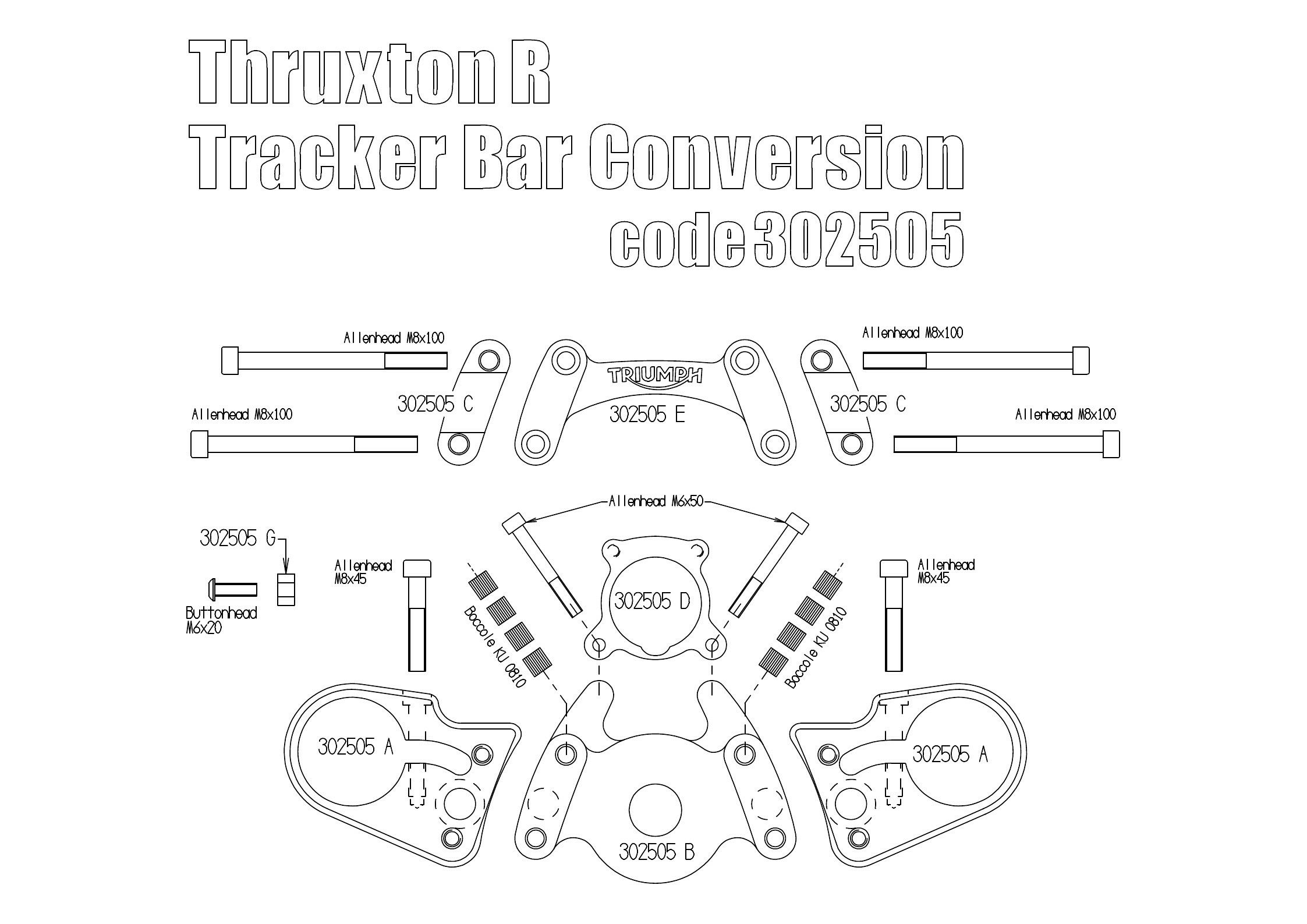 Free Spirits ハンドルコンバージョンキット シルバー  Thruxton R/RS-06