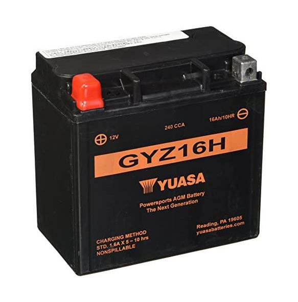 YUASA 12Vメンテナンスフリー・バッテリー（AGM） GYZ16H-01