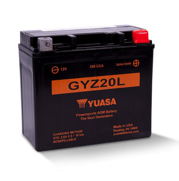 YUASA 12Vメンテナンスフリー・バッテリー（AGM） GYZ20L-01