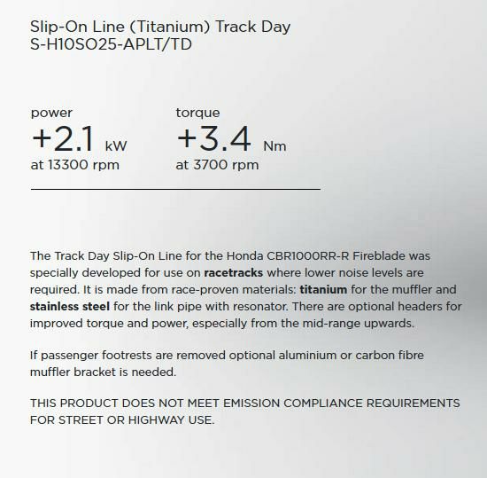 Akrapovic (アクラポヴィッチ) スリップオン マフラー CBR1000RR-R 20--06