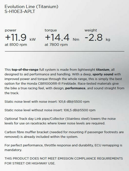 Akrapovic (アクラポヴィッチ) フルエキゾースト エヴォリューションライン CBR1000RR-R 20--05