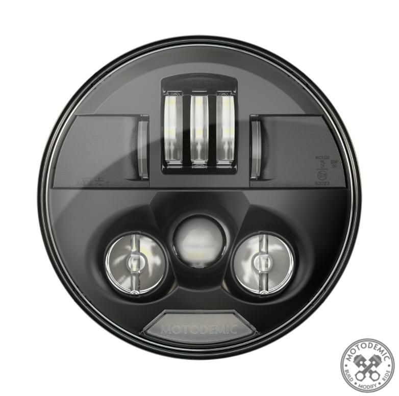 MOTODEMIC 7インチ EVOスタンダード LEDヘッドライト ブラック