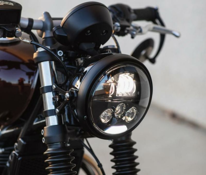 MOTODEMIC LED 7インチ ヘッドライト EVO スタンダード グラファイト Triumph Bobber-01