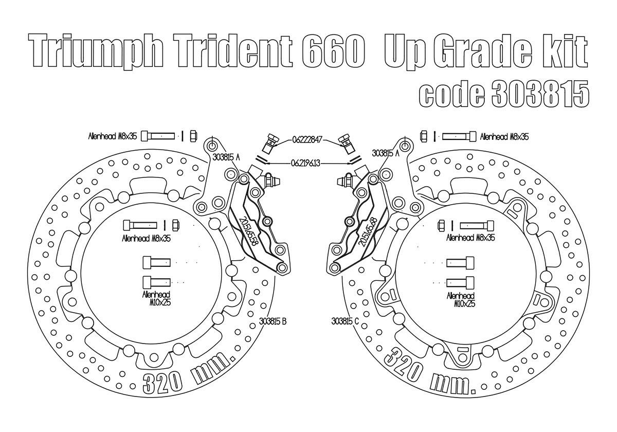 Free Spirits・ブレンボキャリパー&マウントブラケット&320mmディスクローター・ トライデント660(TRIDENT660) 21-・ゴールド-03