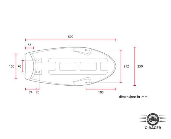 C-RACER スクランブラーシート SR400/SR500用 ラゲッジ・ラック付き ブラウン-04