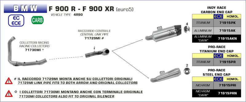 ARROW (アロー) スリップオンマフラー BMW F900XR F900R 2020- EURO5