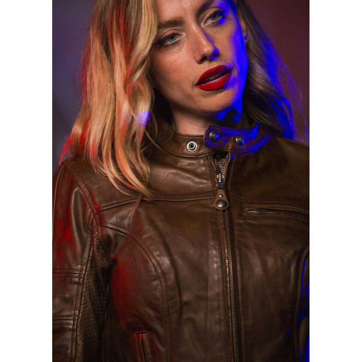 Roland Sands Design MAVEN レディース・レザージャケット タバコブラウン-03