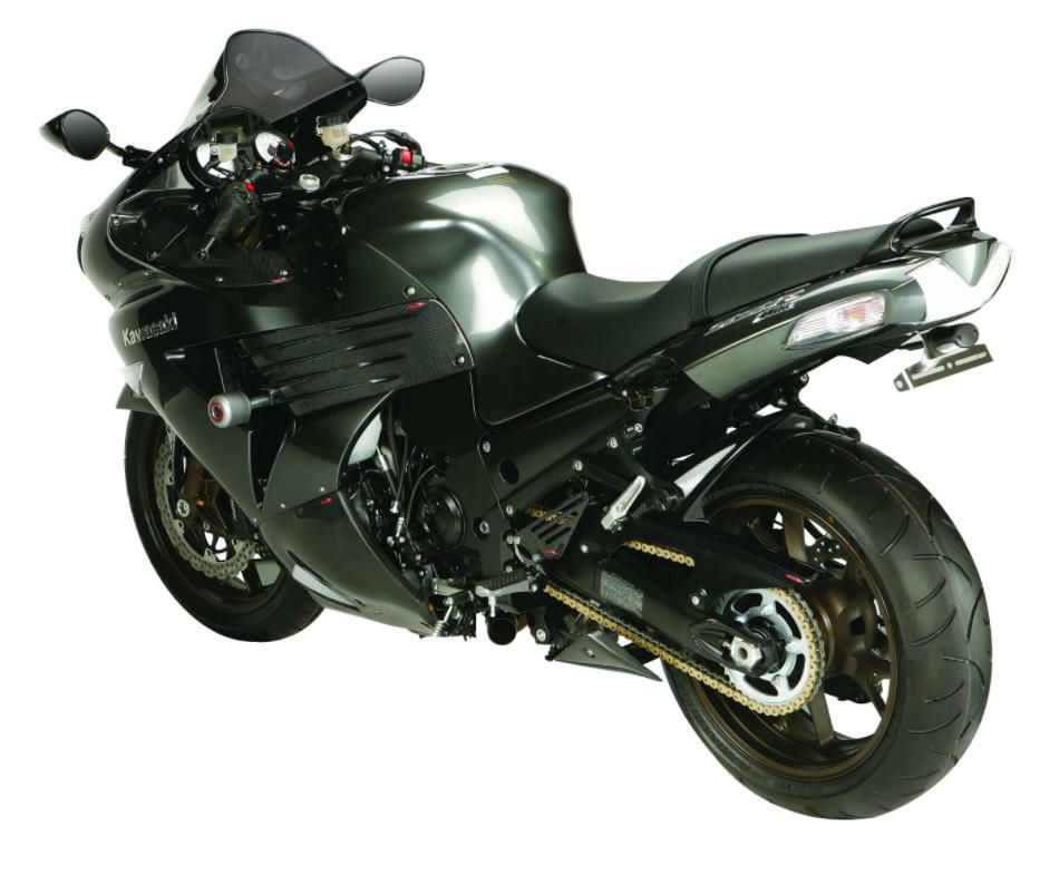 ZZR1400/ZX-14R ブラック/シルバーメッシュ リアフェンダー チェーンカバー  HUGGER カワサキ POWERBRONZE-02