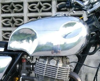 SR400/500 アルミ フューエルタンク ポリッシュ The Original オメガ