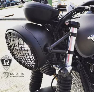 モトトリオ（MotoTrio）ステンレス ヘッドライトブラケット ブラック Omega Racer