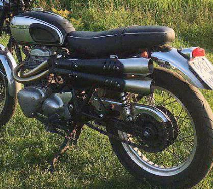 W650 スクランブラー アップマフラー フルエキ オメガレーサー 