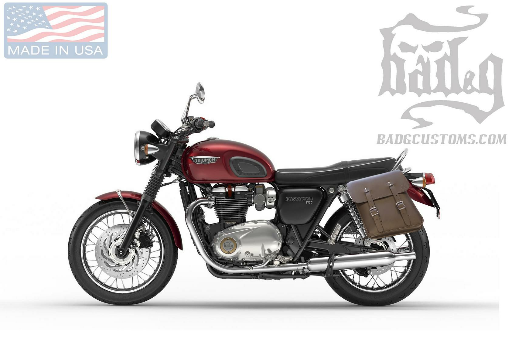 トライアンフ ボンネビルT100/T120 ソロサイドバッグ左側 本革 BAD&G 
