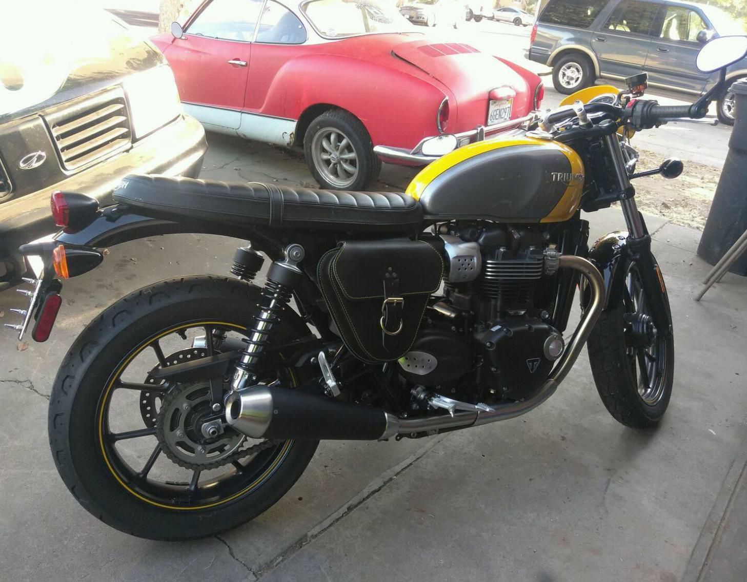 トライアンフ ボンネビルT100/T120 サイドカバーバック 本革 BAD&G 