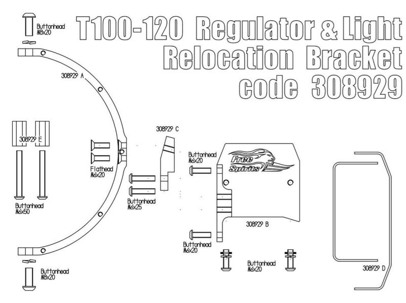 T100/T120 ヘッドライトステー＆レギュレーターブラケット