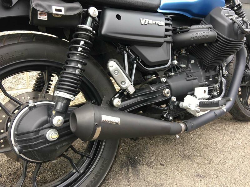 MOTO GUZZI(モトグッチ) V7Ⅲ Tromb レトロ ステンレス スリップオンマフラー マットブラック MASS Exhaust |  バイクカスタムパーツ専門店 モトパーツ(MOTO PARTS)