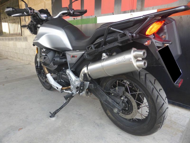 MOTO GUZZI(モトグッチ) V85TT “DOUBLE EX” オーバルステンレス スリップオンマフラー マットブラック MASS  Exhaust | バイクカスタムパーツ専門店 モトパーツ(MOTO PARTS)