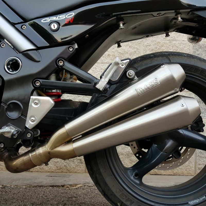 MOTO GUZZI(モトグッチ) GRISO グリーゾ Tromb レトロ ダブルステンレス スリップオンマフラー サテン MASS Exhaust  | バイクカスタムパーツ専門店 モトパーツ(MOTO PARTS)