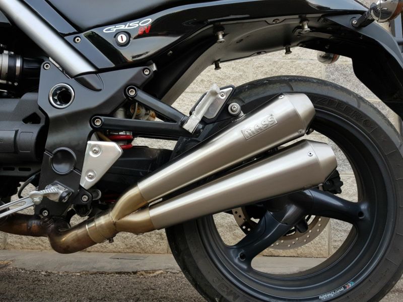 MOTO GUZZI(モトグッチ) GRISO グリーゾ Tromb レトロ ダブルステンレス スリップオンマフラー サテン MASS Exhaust  | バイクカスタムパーツ専門店 モトパーツ(MOTO PARTS)