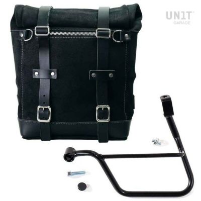 トライアンフ 水冷 T100/T120 サイドバッグ ワックススウェード製 ジェットブラック 22L-30L + サブフレーム 左側 Unit Garage