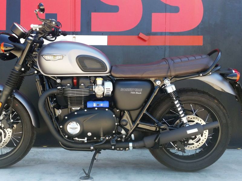 トライアンフ ボンネビルT100/T120 ステンレス ボトルスリップオンマフラー マットブラック MASS Exhaust |  バイクカスタムパーツ専門店 モトパーツ(MOTO PARTS)