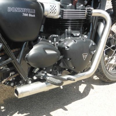 トライアンフ ボンネビルT100/T120 ステンレス 2in2フルエキゾーストマフラー ポリッシュ(レーシング) MASS Exhaust